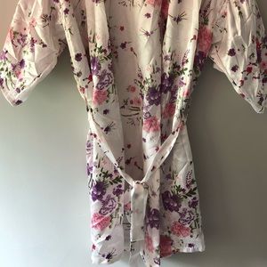 Floral silk robe